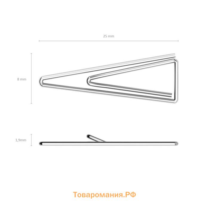 Скрепки канцелярские 25 мм, 100 шт, ErichKrause, никелированные, треугольные, картонная упаковка