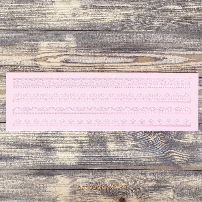 Силиконовый коврик для айсинга «Узкие полосы», 39×12 см, цвет розовый