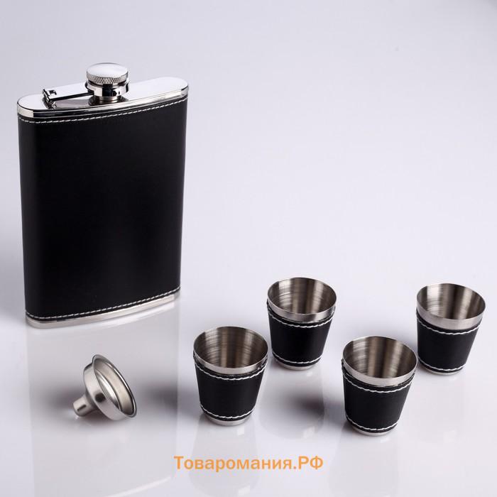 Подарочный набор 6 в 1 «Стиль»: фляжка 270 мл + воронка, 4 рюмки