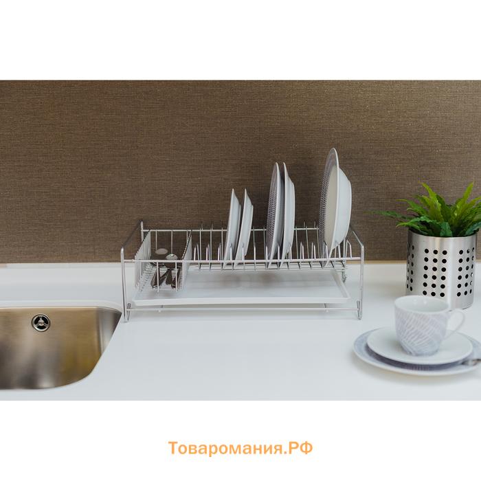 Сушилка для посуды с поддоном, 40×23×15 см, цвет хром