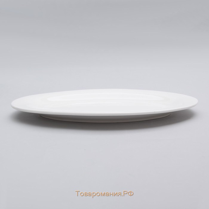 Блюдо фарфоровое овальное c утолщённым краем White Label, 25,5×17×2 см, цвет белый