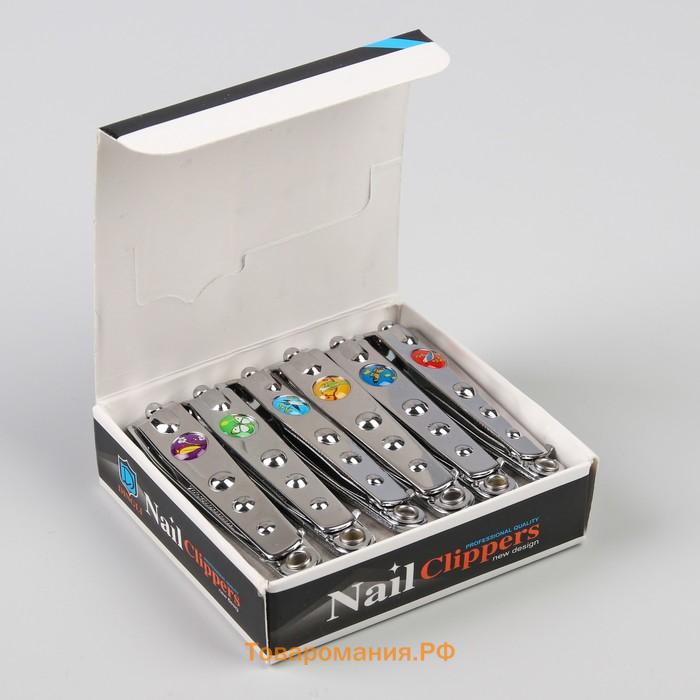 Кусачки-книпсер педикюрные, с пилкой, 7,6 см, фасовка 12 шт в коробке, рисунок МИКС