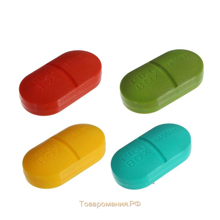 Таблетница «Pill Box», 6 секций, 10 × 5,5 × 3 см, цвет МИКС