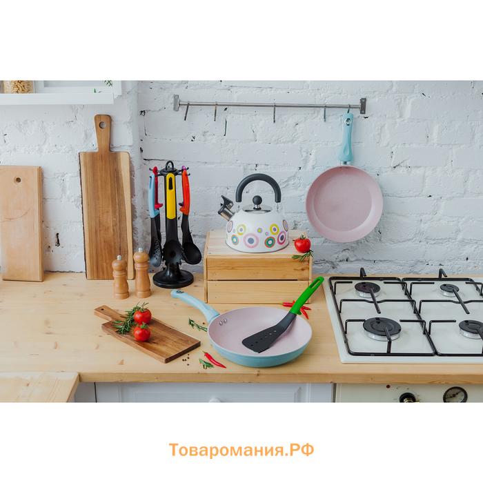 Набор кухонных принадлежностей «Монпансье», 6 предметов, на подставке, цвет МИКС