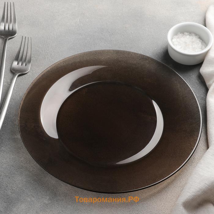 Тарелка плоская стеклянная Ambiante Eclipse, d=25 см, цвет коричневый