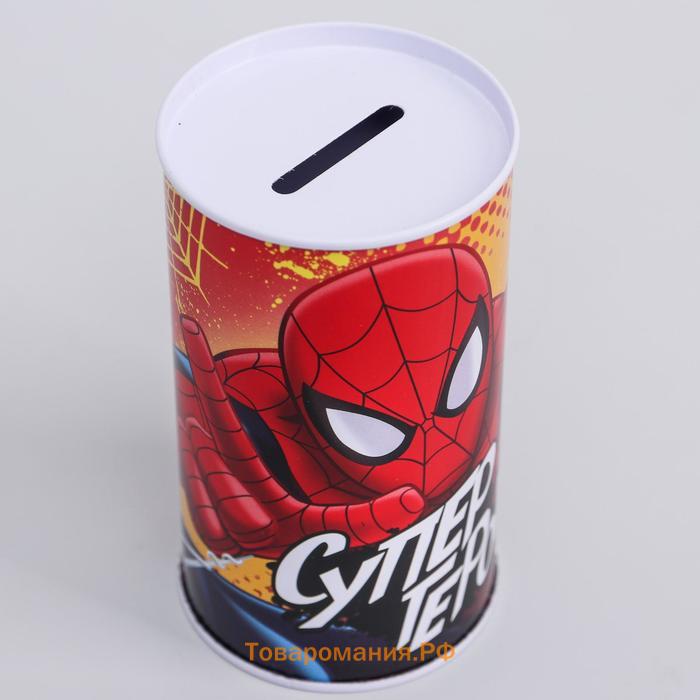 Копилка металлическая, 6,5 см х 6,5 см х 12 см "Супер герой", Человек-паук