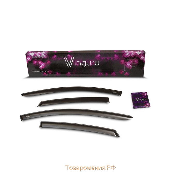 Ветровики Vinguru для Lada 2111 1997-2009, накладные, скотч, поликарбонат, 4 шт