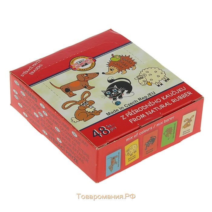 Ластик Koh-I-Noor 6875/40, каучук, цветной, с детским рисунком, МИКС