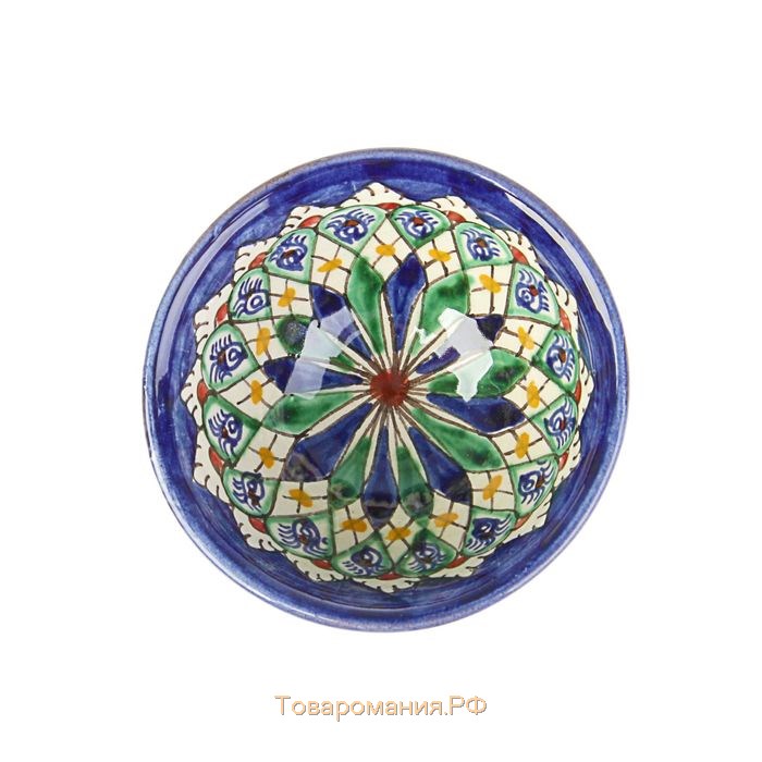 Пиала Риштанская керамика "Цветы", 8,5 см, малая коньячная, микс