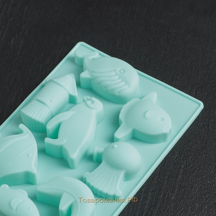 Форма для конфет и шоколада «Морская», силикон, 14×9,5 см, 8 ячеек, цвет МИКС
