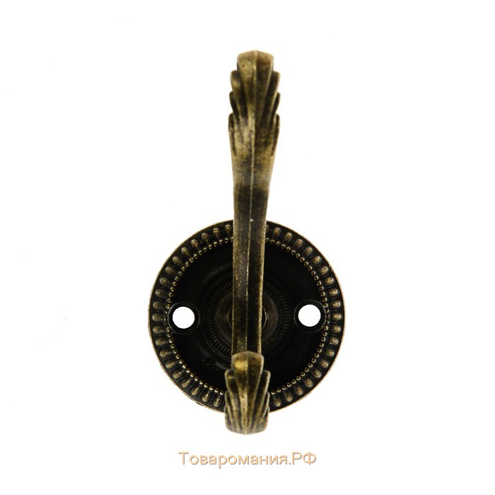 Крючок мебельный ТУНДРА TKD019, двухрожковый, цвет бронза