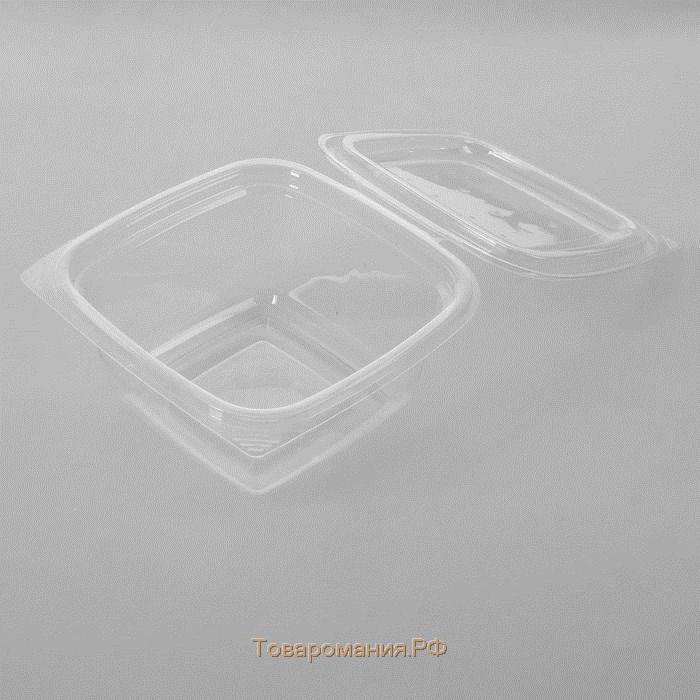 Контейнер пластиковый одноразовый с неразъёмной крышкой КР-СК-500, 13,7×14,2×6,8 см, прозрачный, 300 шт/уп