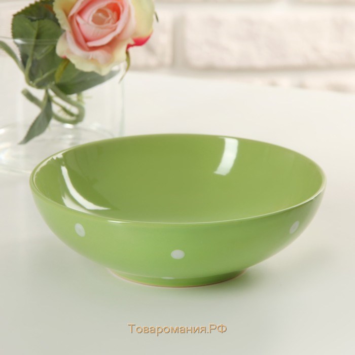 Набор тарелок керамических «Зелёный горох», 18 предметов: 6 тарелок d=19 см, 6 тарелок d=27 см, 6 мисок d=19 см, цвет зелёный
