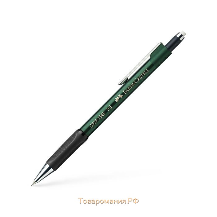 Карандаш механический 0.5 мм Faber-Castell GRIP 1345 с ластиком, резиновый упор, зелёный