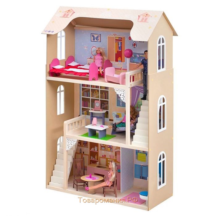 Кукольный домик «Шарм», 16 предметов мебели, 2 лестницы