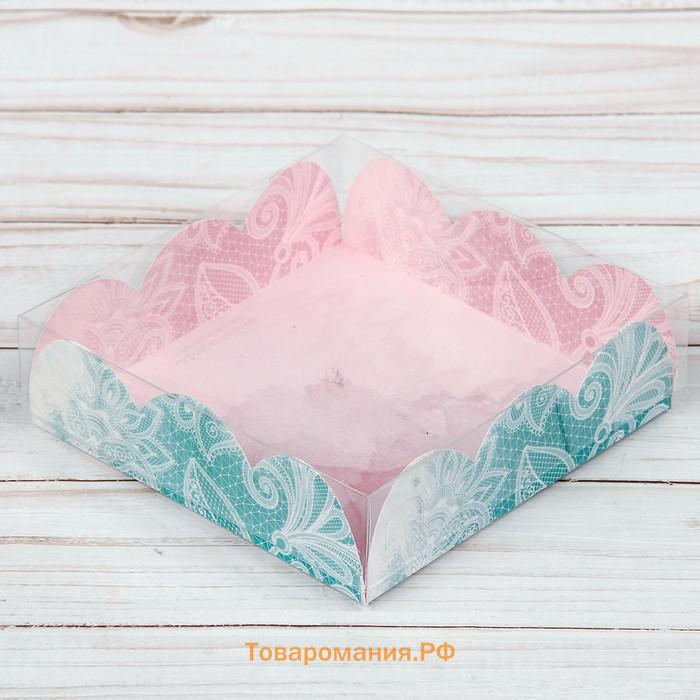 Коробка для печенья, кондитерская упаковка с PVC крышкой, «Твой день», 10.5 х 10.5 х 3 см