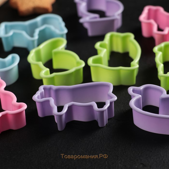 Набор форм для печенья «Зоопарк», 5,5×4,5×1,7 см, 10 предметов, цвет МИКС