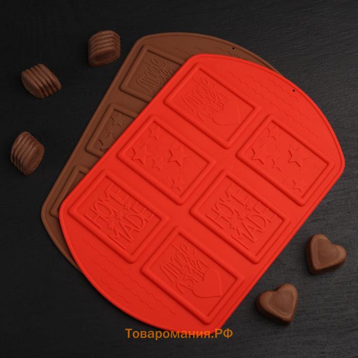 Форма для шоколада Home made, силикон, 26×18×0,5 см, 6 ячеек (7,5×5,2 см), цвет МИКС