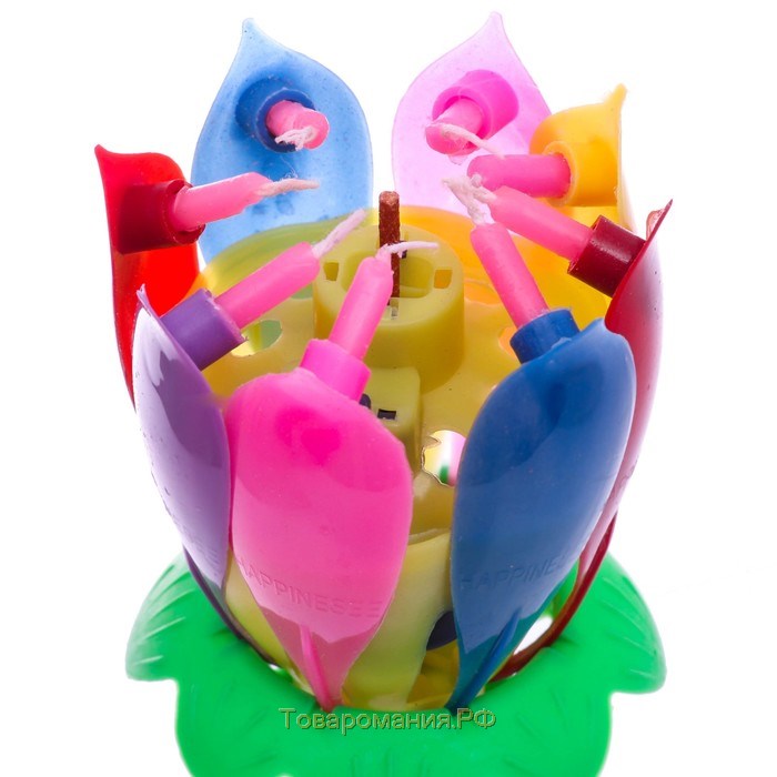 Свеча для торта музыкальная «Тюльпан», разноцветная