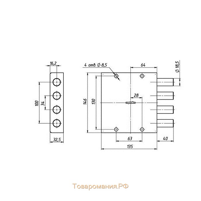 Замок гаражный "Сенат", ЗН 4-ГС-1, 001, б/о, 3 ключа