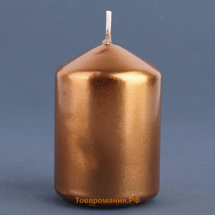 Свеча "Столбик", кофейно-золотая, 5,5×8см