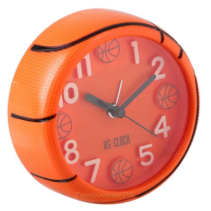 Часы - будильник настольные "Баскетбольный мяч", дискретный ход, 11 см, 11.5 х 11.5 см, АА