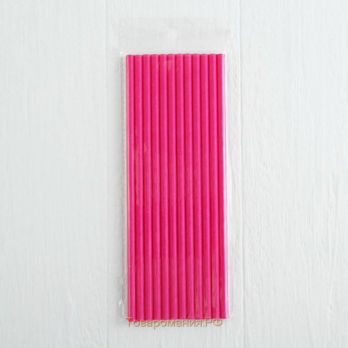 Трубочки для коктейля, набор 12 шт., цвет ярко-розовый