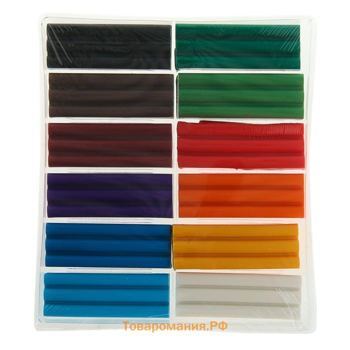 Пластика-полимерная глина запекаемая набор, ЗХК "Цветик", 12 цветов х 20 г (240 г)