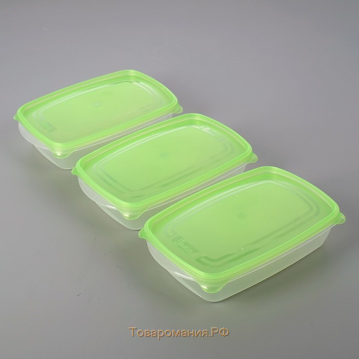 Набор пищевых контейнеров «Трио», 3 шт, 1,3 л, цвет микс