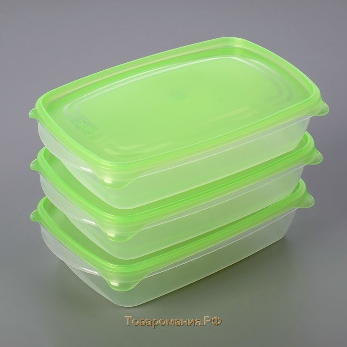 Набор пищевых контейнеров «Трио», 3 шт, 1,3 л, цвет микс