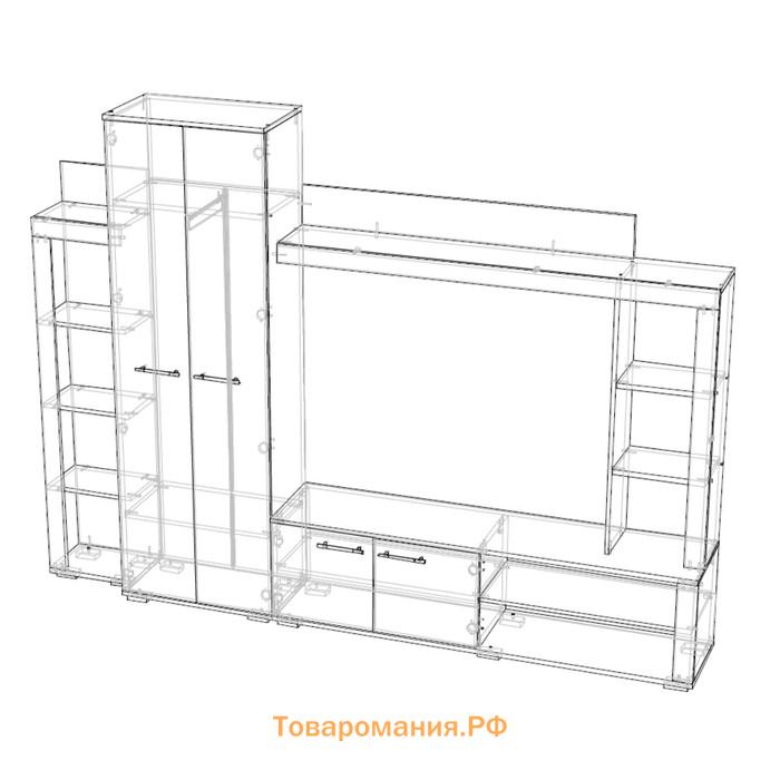 Гостиная Монако, 2500х350х1840, Ясень шимо светлый/Венге