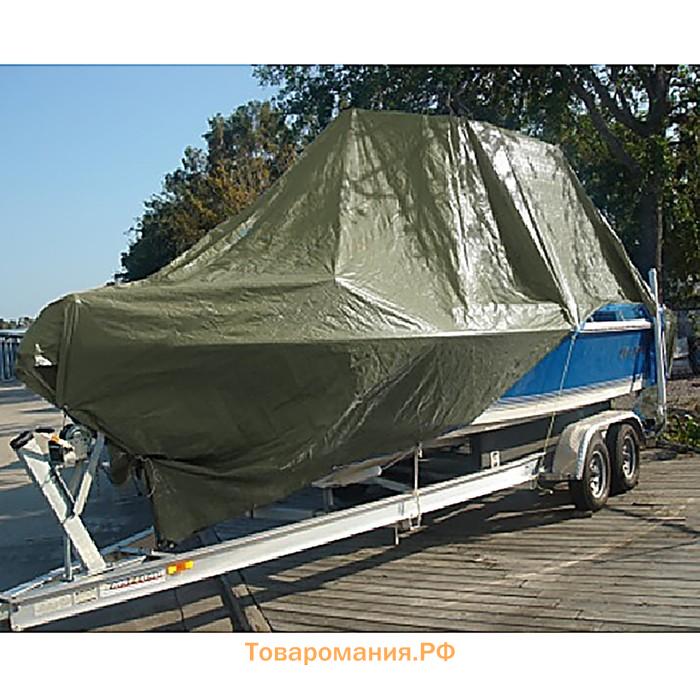 Тент защитный, 5×4 м, плотность 120 г/м², УФ, люверсы шаг 1 м, зелёный/серебристый