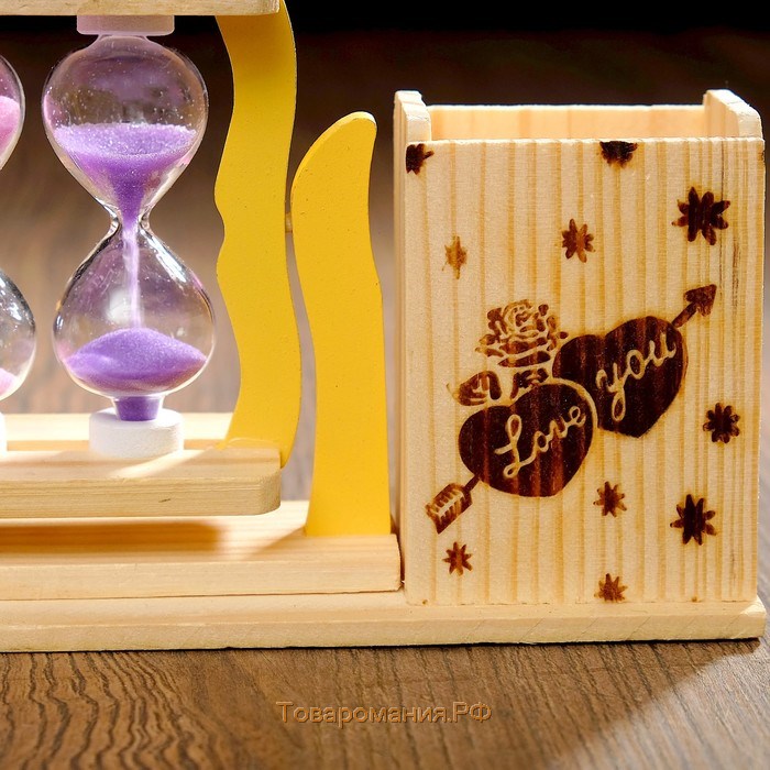 Песочные часы "Любовь к рисункам", сувенирные, органайзер для канцелярии, 10 х 19 см