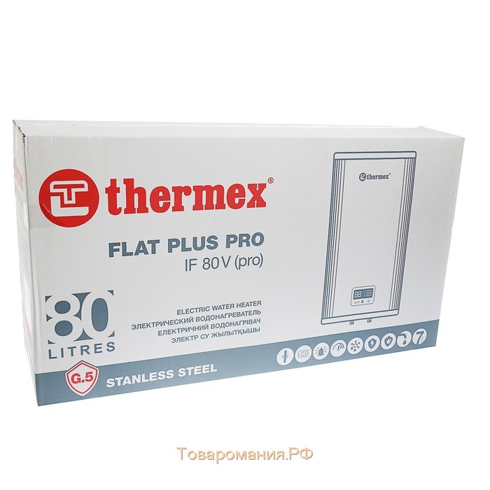 Водонагреватель Thermex IF 80V(pro )Wi-Fi, накопительный, 80 л, 2 кВт, нерж. бак, белый
