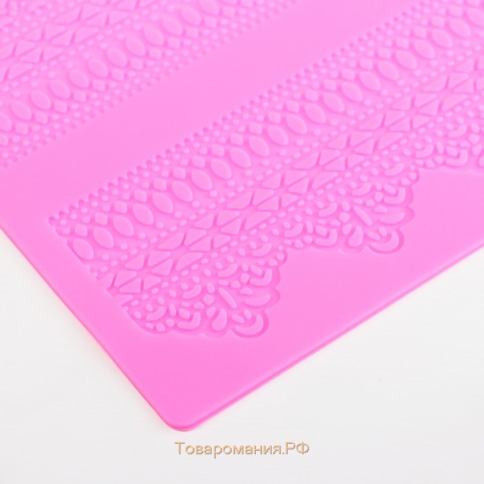 Коврик для айсинга «Кружево», силикон, 38,7×16,5 см, цвет розовый