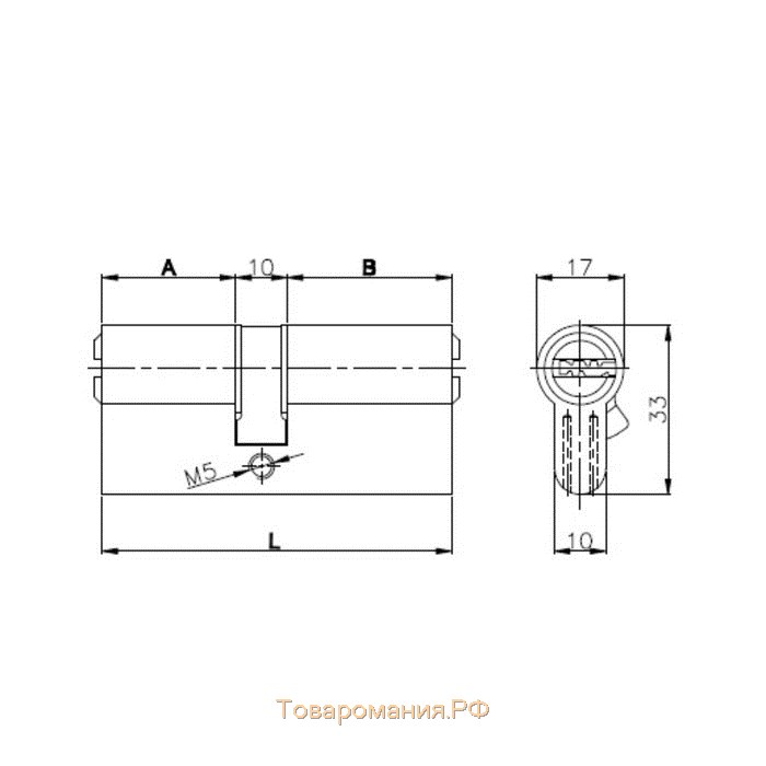 Цилиндровый механизм KALE 164 SN/80, 35х10х35 мм, 5 ключей, цвет никель