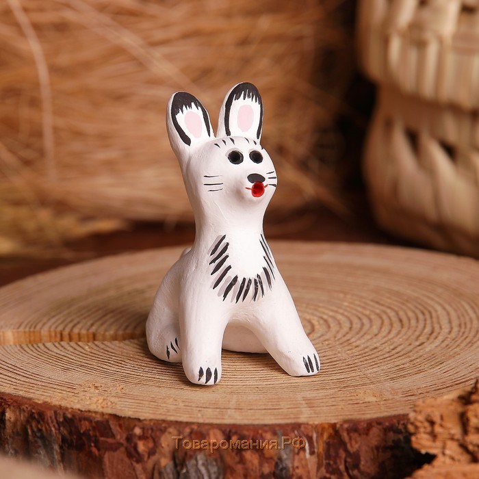 Сувенир «Зайка», белый, серый, 3,5×4×5,5 см, каргопольская игрушка, микс