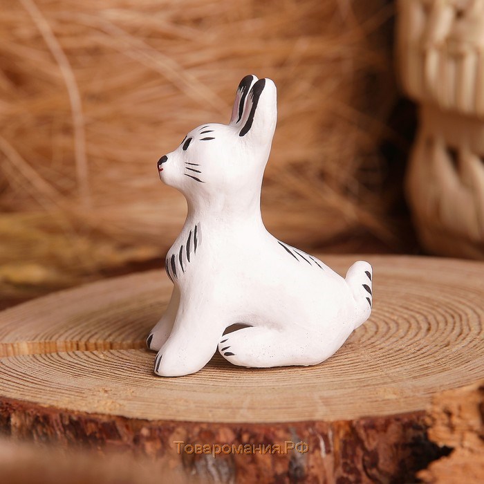 Сувенир «Зайка», белый, серый, 3,5×4×5,5 см, каргопольская игрушка, микс