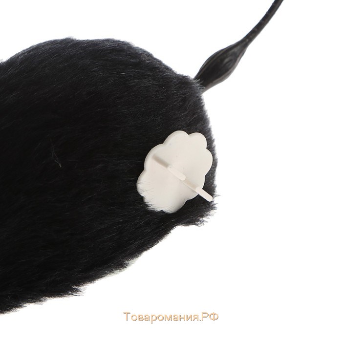 Мышь заводная меховая, 12 см, чёрная
