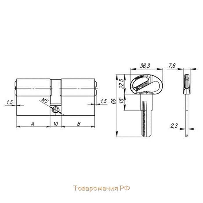 Цилиндровый механизм Fuaro D-PRO500/80 (30х10х40) CP, 5 ключей, цвет хром