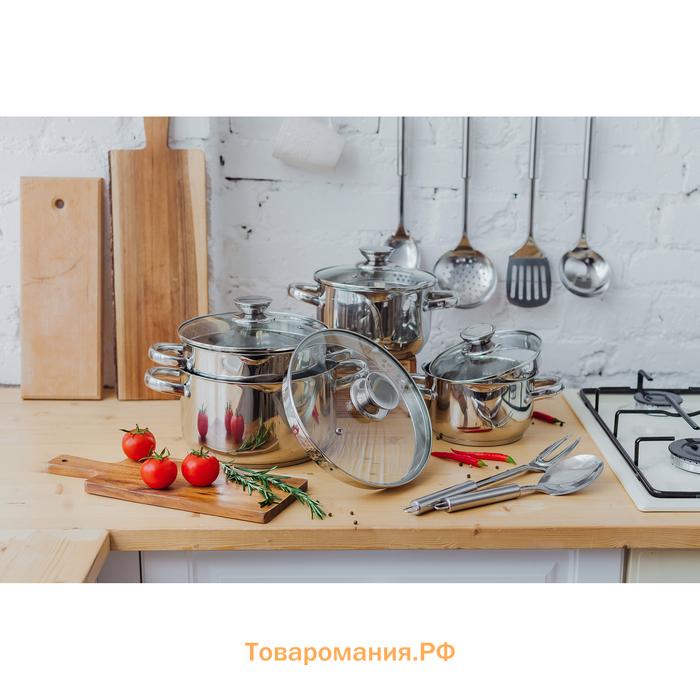 Набор кухонных принадлежностей «Металлик», 6 предметов, на подставке