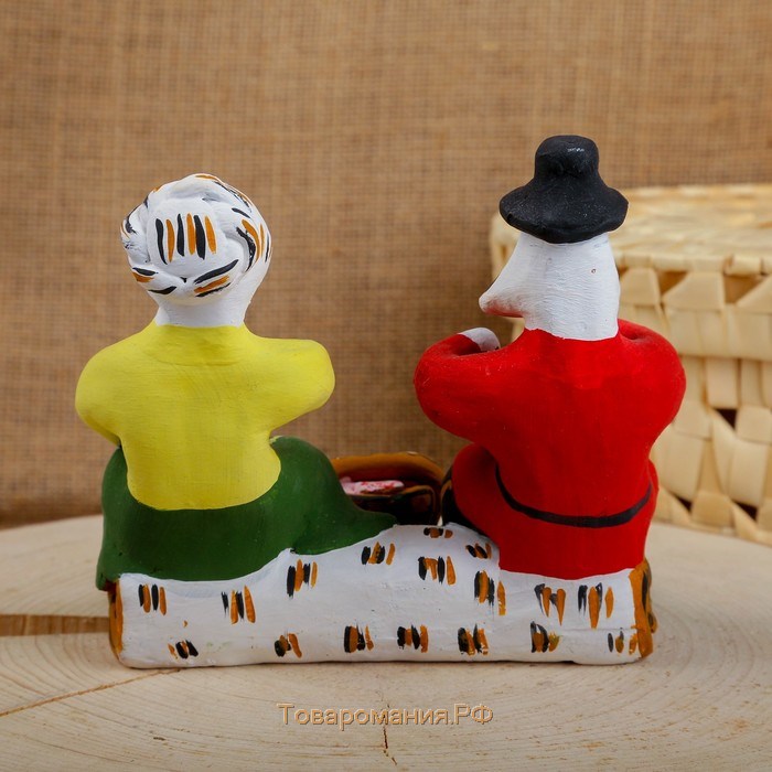 Сувенир «Мужик с бабой на пнях», 16×7×14,5 см, каргопольская игрушка, микс