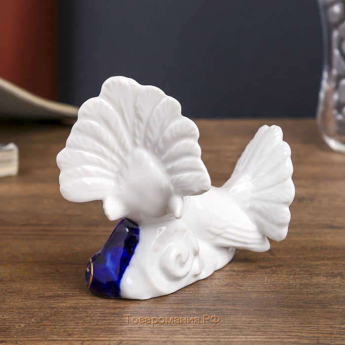Сувенир керамика "2 голубка" кобальт, стразы 9,2х12х6 см