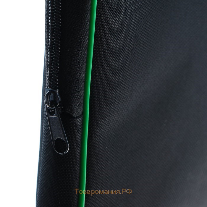 Папка с ручками текстильная А4, 350 х 265 х 45 мм, ПМД 2-42 "Офис", внутренний карман, чёрная/салатовая