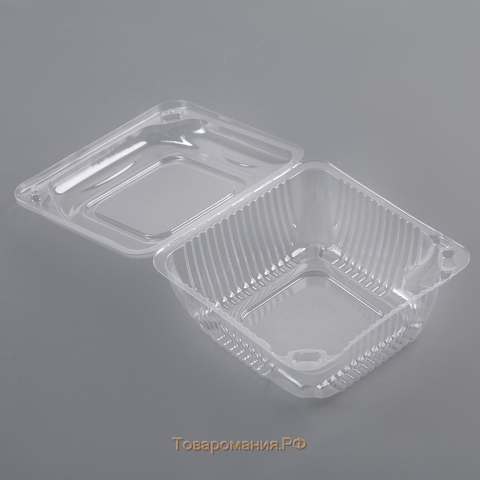 Контейнер пластиковый одноразовый с неразъёмной крышкой ИП-9НАВ, 200 мл, 13×13×6 см, цвет прозрачный