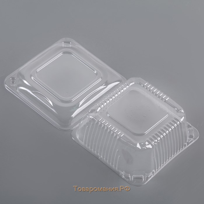 Контейнер пластиковый одноразовый с неразъёмной крышкой ИП-9НАВ, 200 мл, 13×13×6 см, цвет прозрачный