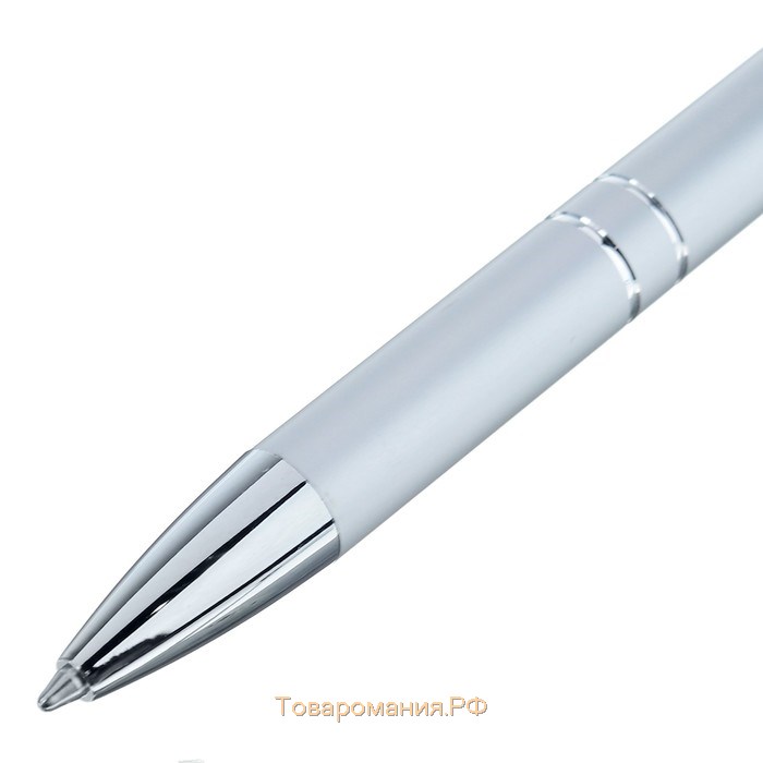 Ручка шариковая автоматическая "Металлическая", узел 0.5 мм, стержень синий, серебристый корпус