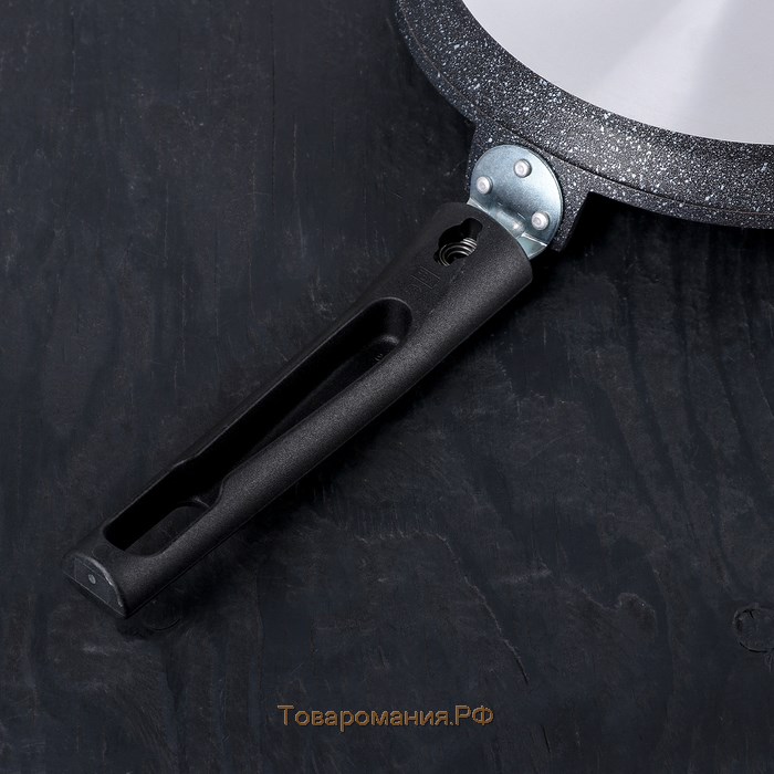 Сковорода блинная, d=22 см, пластиковая ручка, антипригарное покрытие, цвет тёмный мрамор