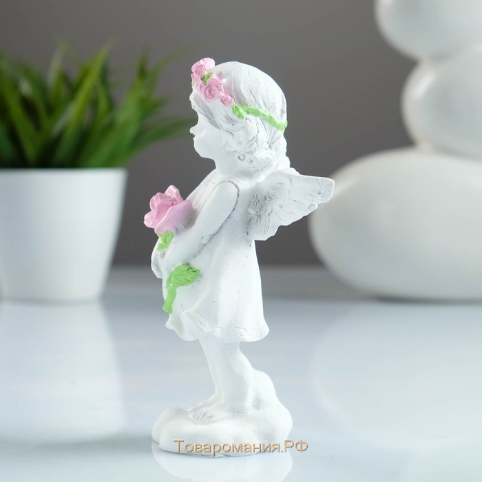Фигура "Ангел с розой" акрил 4х6х12см