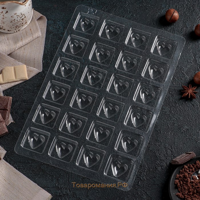Форма для конфет и шоколада «Любовь», 27×18 см, 24 ячейки